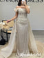 Elegant Cold Shoulder Sleeveless Mermaid Long Prom Dresses With Train, PD3887