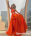 Elegant One Shoulder Sleeveless Side Slit A-Line Long Prom Dresses With Rhinestone, PD3919