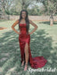 Sparkly Sequin Spaghetti Straps Sleeveless Side Slit Mermaid Long Prom Dresses, PD3845