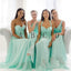 Mismatched Mint Chiffon Different Simple A Line Formal Floor-length Bridesmaid Dresses, WG109