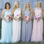 Off Shoulder Small Round Neck Different Colors Chiffon Cheap Maxi Bridesmaid Dresses, WG110