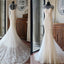 High Quality Custom Sexy Mermaid White Lace Long Sleeves Wedding Party Dress , WD0011