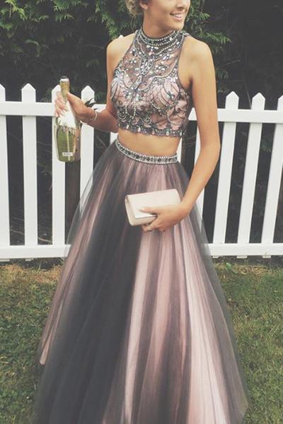 Custom Tulle Two Piece Most Popular Gorgeous Evening Prom Dress, Party gown, PD0321
