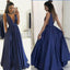 Long deep v neck sexy blue popular elegant formal Prom Dress, popular gowns Party Dress, PD0327