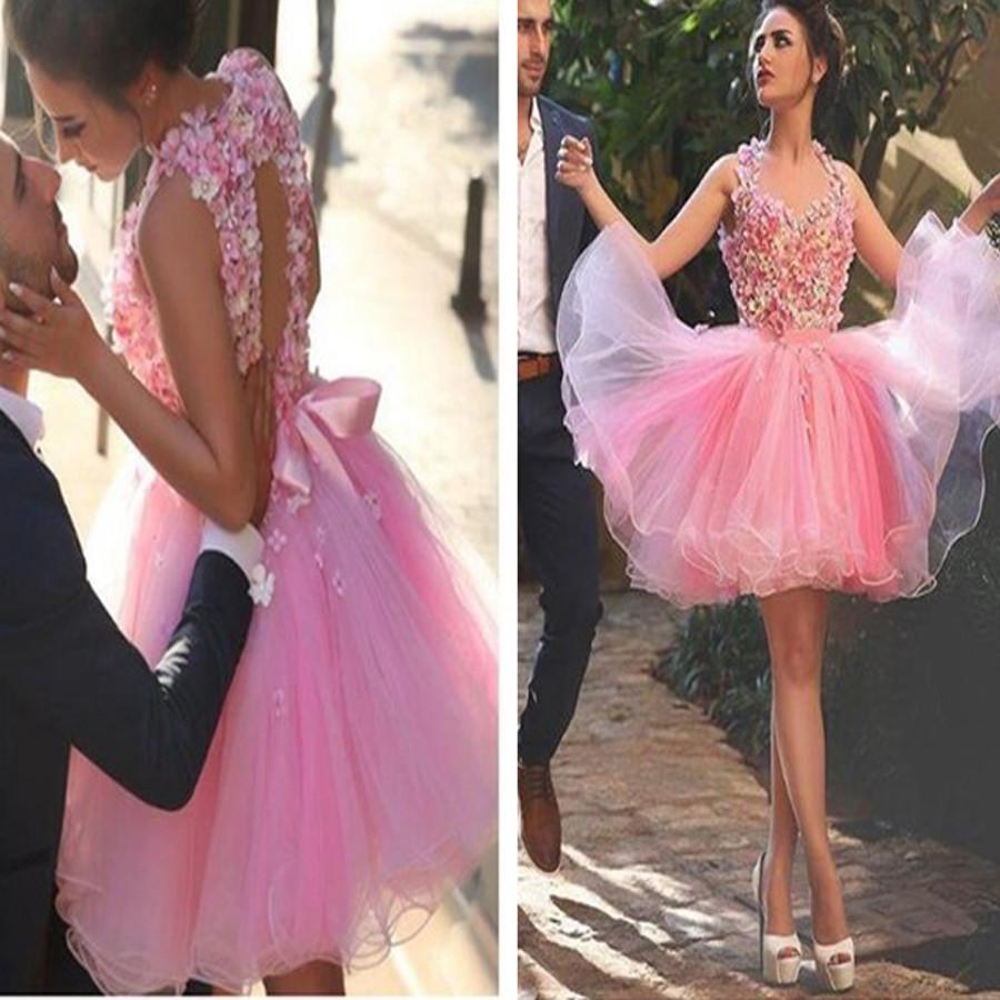 Blush pink appliques lovely casual freshman graduation homecoming prom dress,BD0054 - SposaBridal