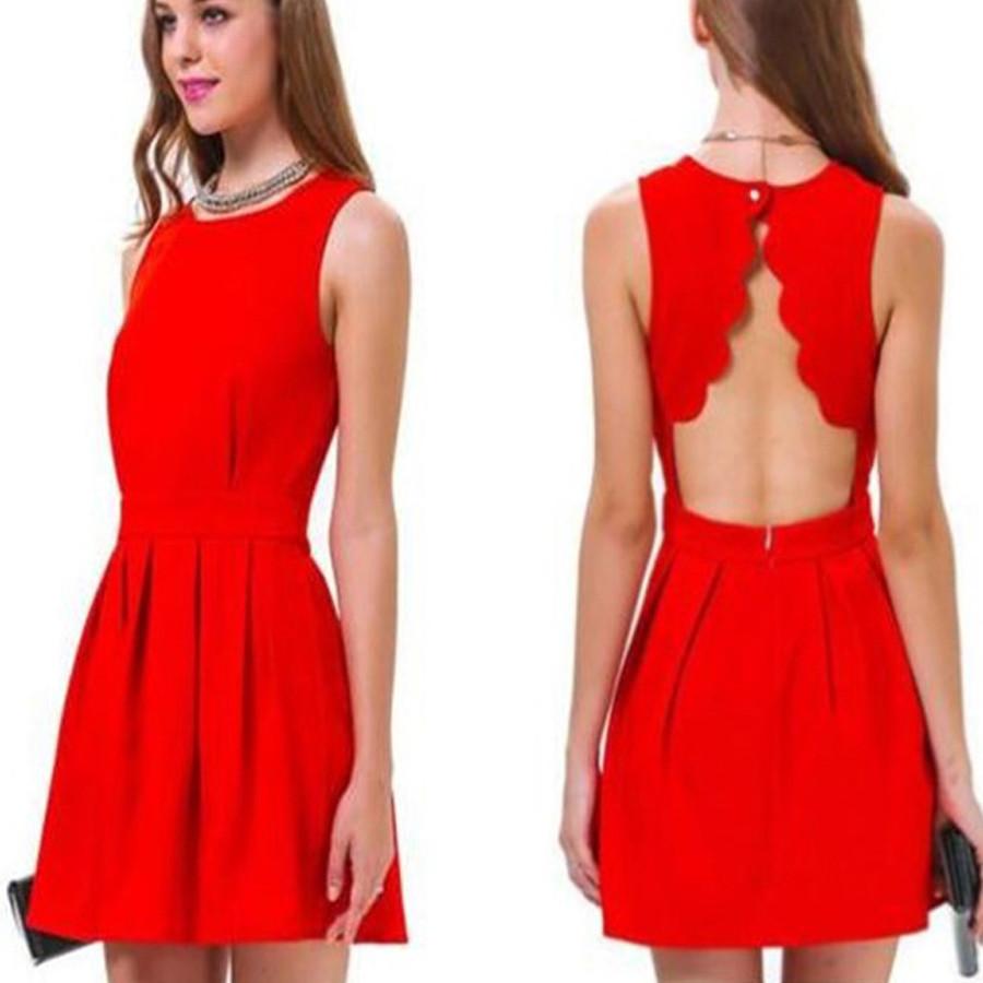 Short blush red open back simple elegant casual freshman  homecoming prom dress,BD0055