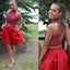 Popular blush red two pieces beaded unique tight homecoming prom gown dress,BD0083