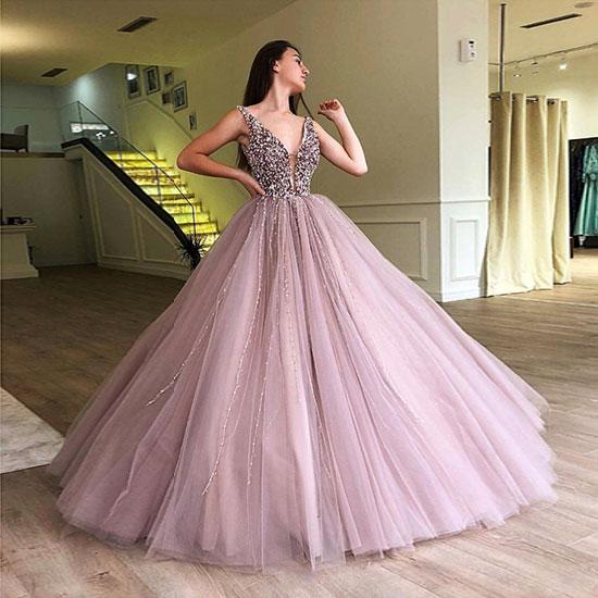 A-line Elegant Sparkly Gorgeous Princess Prom Gown, Purple Stunning Prom dresses, wedding gown,PD0137 - SposaBridal