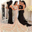 Black Mermiad Long Spaghetti Straps Sexy Elegant Modest Cheap Bridesmaid Dresses, prom dress,WG240