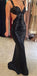 Black Sequined Sparkle Sexy Backless Party Cocktail Evening Long Prom Dresse, PD0200