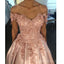 Blush Pink Women Off Shoulder Elegant Pretty Prom Dresses with Appliques ,PD1056