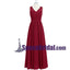 Burgundy Long Chiffon Floor-length Cheap Popular V Neck Bridesmaid Dresses, Wedding Party Dresses , WG236