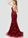 Sexy Sparkly Burgundy Dark Red, Emerald Green Backless Mermaid Long Prom Dress, Evening Gown, PD0413