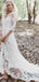 Boho Long Sleeve Luxury Lace Long Beach Wedding Dresses, WD0615