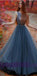 Charming  V-Back Tulle Gray Popular Pretty Evening Long Prom Dresses Online,PD0140