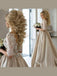 Elegant Champagne Gold Modest Half-sleeve Lace Top A-line Wedding Dress, PD0287