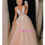 Elegant V-neck Tulle Lace Embroidy Floor-length Prom Dress, PD3006