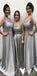 Grey Silver Aline Fomrla Popular Plus Size Modest Lace Appliques Bridesmaid Dresses, WG536