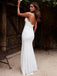 Sexy Mermaid Spaghetti Strap Side-slit Backless Lace Beach Wedding Dress, WD0605