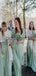 Mint Green Long Elegant Jersey Bridesmaid Dresses WG774