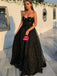 Sexy Black Strapless Colorful Pearl A-line Long Prom Dresses, PD3460