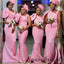 Pink Unique Design Mermaid Bridesmaid Dresses WG920