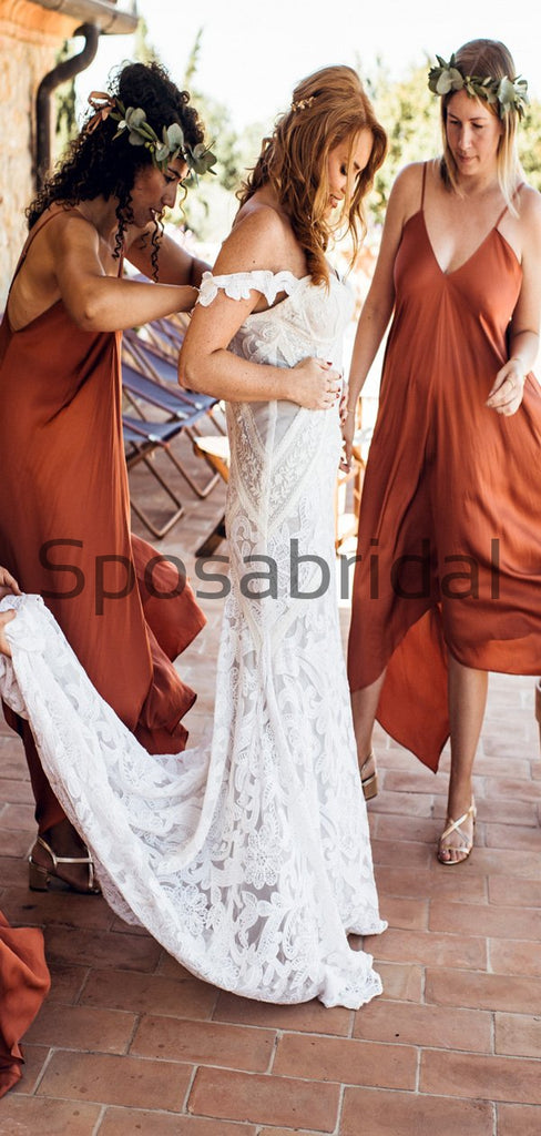 Spagetti Straps Simple Cheap Unique Deisgn Popular Bridesmaid Dresses WG669