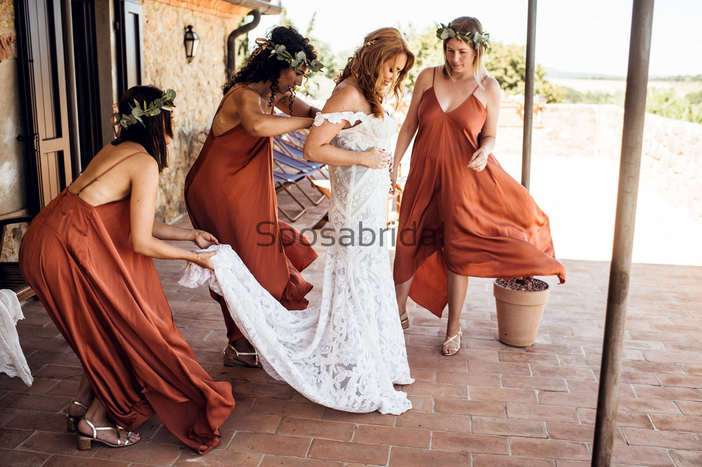 Spagetti Straps Simple Cheap Unique Deisgn Popular Bridesmaid Dresses WG669