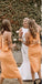 Spaghetti Straps Yellow Chiffon Simple Cheap Short Bridesmaid Dresses WG732