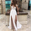 Cap Sleeves Simple Slit Most Popular Lace Chiffon Inexpensive Wedding Party Dresses, WD0110 - SposaBridal