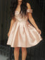 Cheap Simple Off Shoulder Cute Blush Pink Homecoming Dresses, CM487