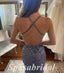 Sexy Sequin Spaghetti Straps V-Neck Sleeveless Criss Cross Side Slit Mermaid Long Prom Dresses,PD3671