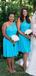 Malibu Blue One-shoulder Lace Top Midi Beach Wedding Bridesmaid Dress, BD3049