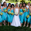Malibu Blue Straight Across Chiffon Cozy Beach Wedding Tea-length Midi Bridesmaid Dress, BD3050