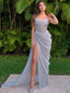 Sexy Organza Satin See-through Side-slit Mermaid Long Prom Dress, PD3464