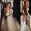 Elegant Champagne Sweetheart Spaghetti Strap Tulle A-line Long Gown Prom Dress, PD3036
